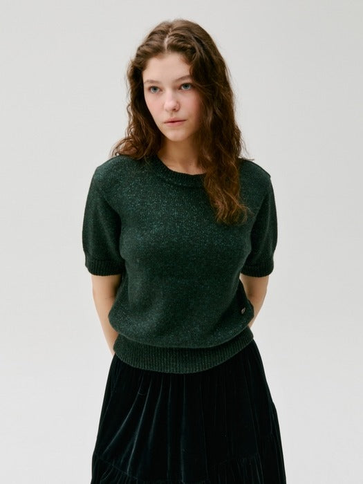 Wconcept_Depound glitter knit pullover - green