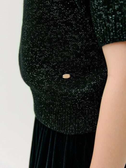 Wconcept_Depound glitter knit pullover - green