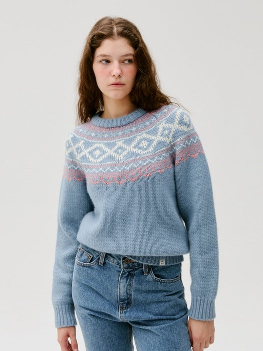 Wconcept_Depound fair isle pullover - skyblue