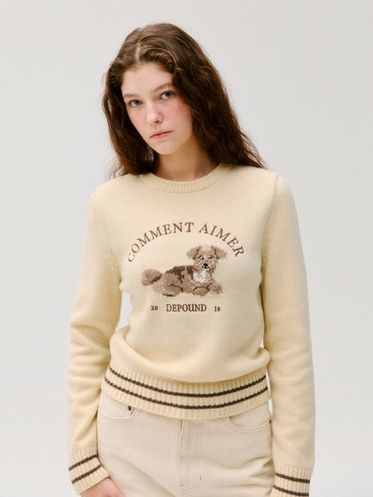 Wconcept_Depound puppy graphic pullover - butter