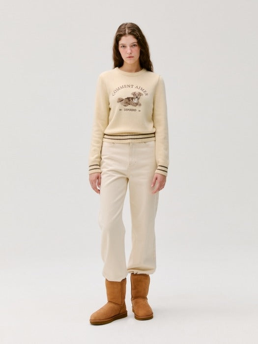 Wconcept_Depound puppy graphic pullover - butter