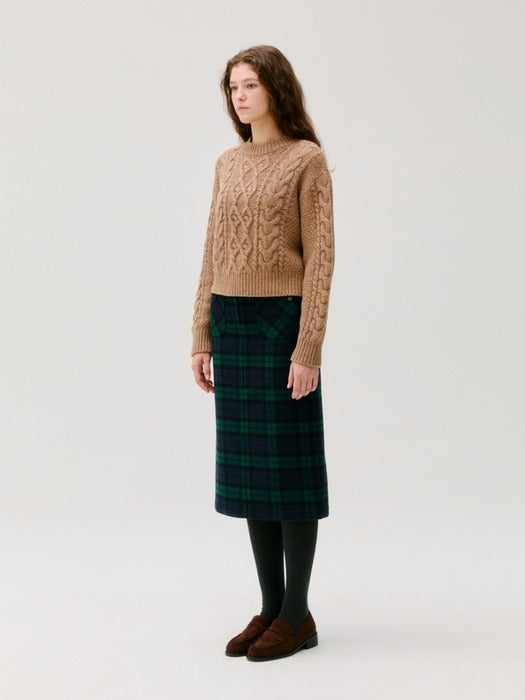 Wconcept_Depound cable semi crop pullover - oatmeal
