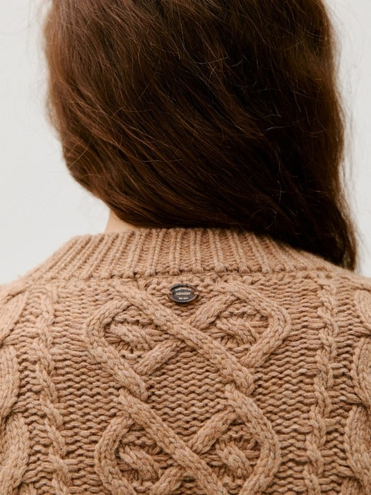 Wconcept_Depound cable semi crop pullover - oatmeal