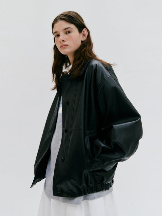 Depound leather blouson jacket - black