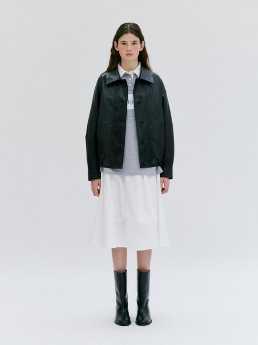 Depound leather blouson jacket - black