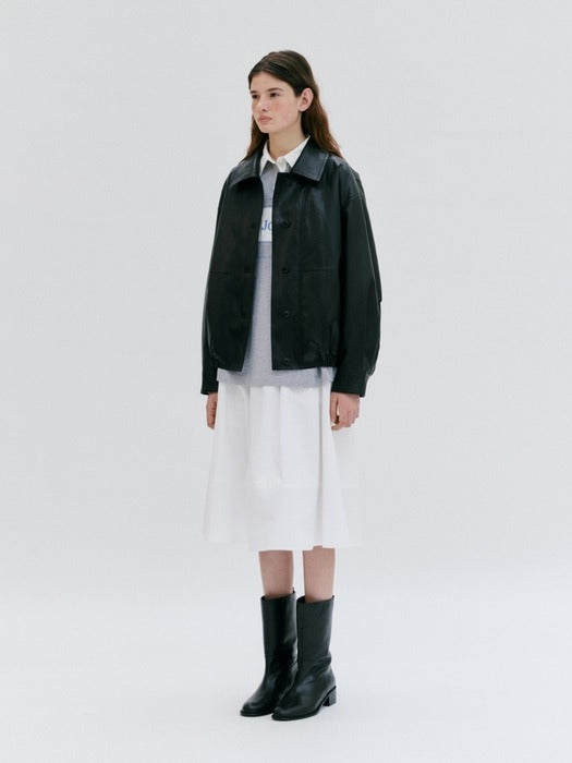 Depound leather blouson jacket - black