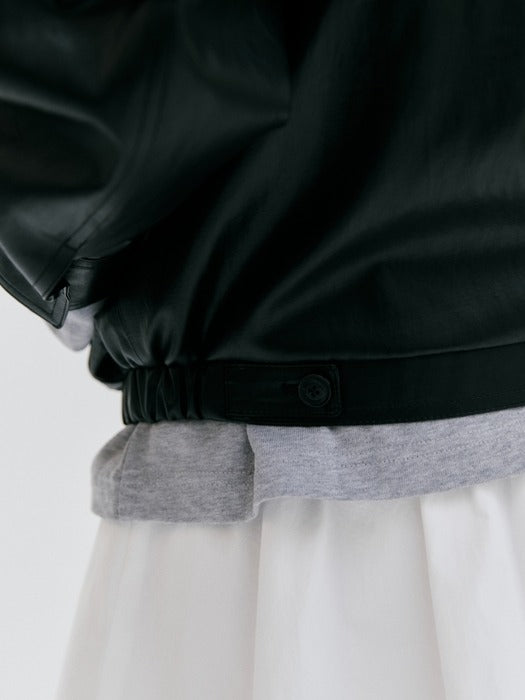 Depound leather blouson jacket - black