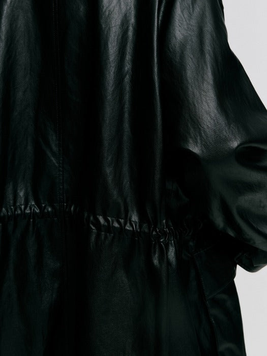 Depound leather utility half jacket - black