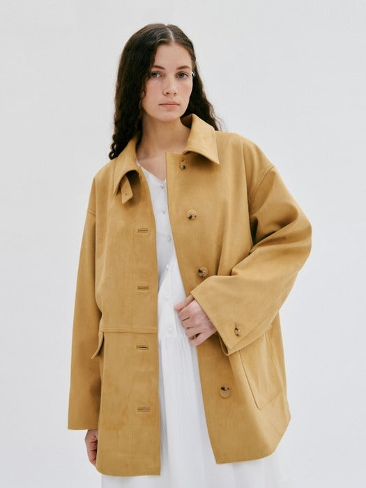 Wconcept_Depound suede pocket single jacket - yellow beige
