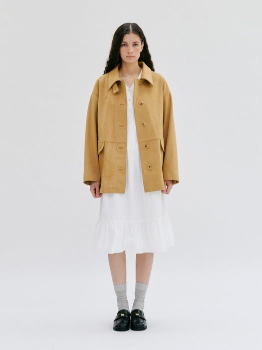 Wconcept_Depound suede pocket single jacket - yellow beige