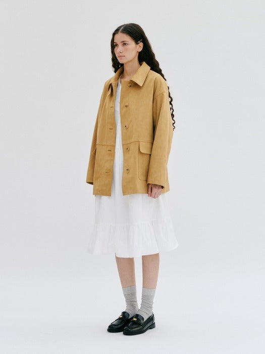 Wconcept_Depound suede pocket single jacket - yellow beige