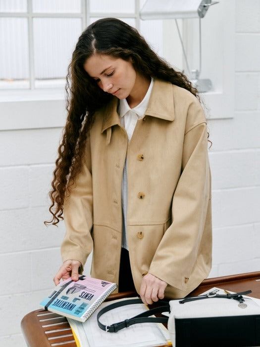 Depound suede pocket single jacket - light beige