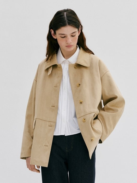 Depound suede pocket single jacket - light beige