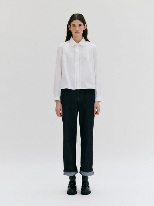 Wconcept_Depound lace point pintuck blouse - white