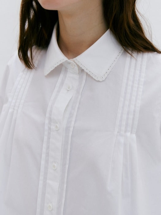 Wconcept_Depound lace point pintuck blouse - white