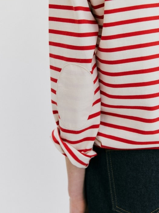 Wconcept_Depound striped round neck t-shirt - red