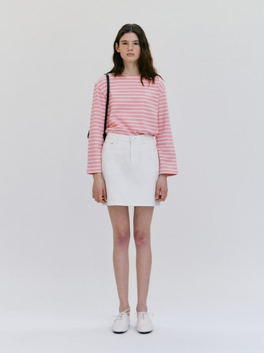 Wconcept_Depound striped round neck t-shirt - pink