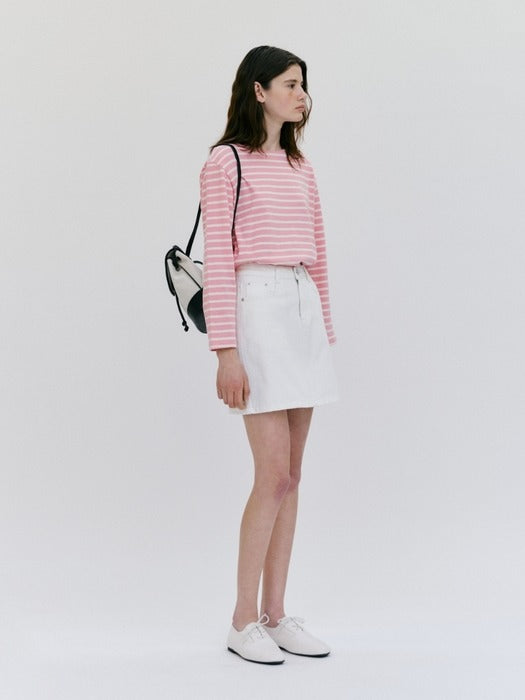 Wconcept_Depound striped round neck t-shirt - pink