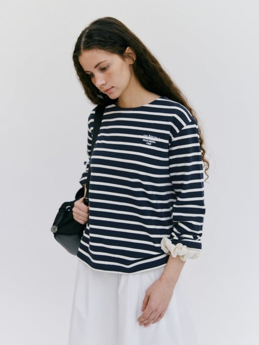 Wconcept_Depound striped round neck t-shirt - navy
