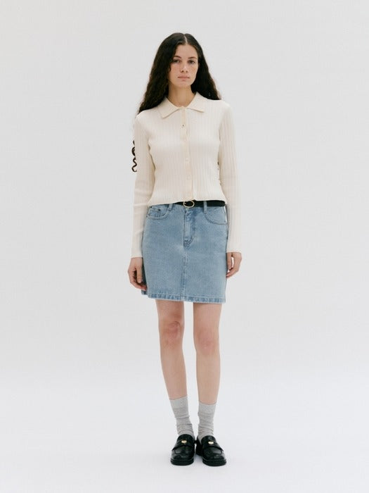 Wconcept_Depound ribbed frill cardigan - ivory