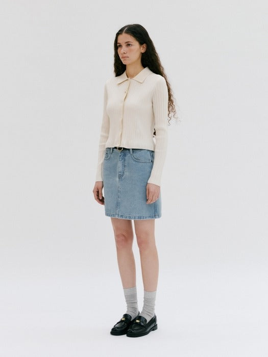 Wconcept_Depound ribbed frill cardigan - ivory