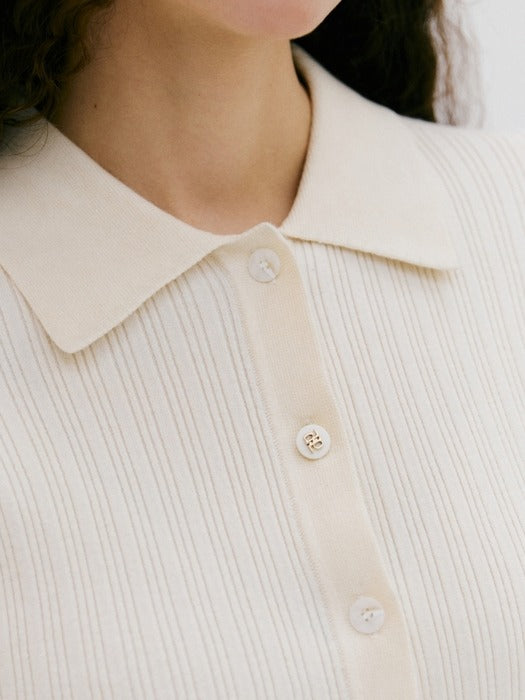 Wconcept_Depound ribbed frill cardigan - ivory