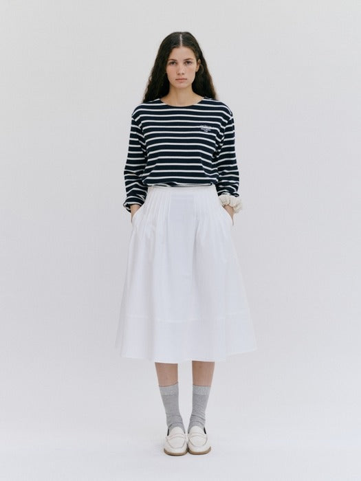 Wconcept_Depound pintuck detail midi skirt - white