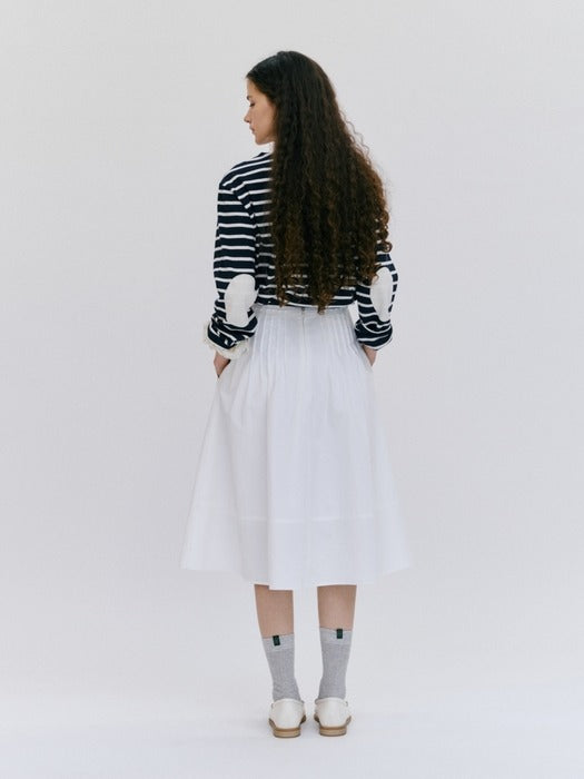 Wconcept_Depound pintuck detail midi skirt - white