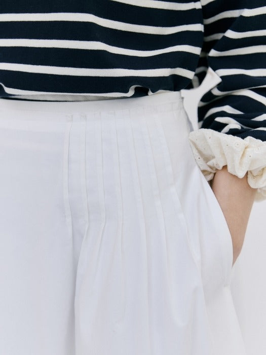 Wconcept_Depound pintuck detail midi skirt - white