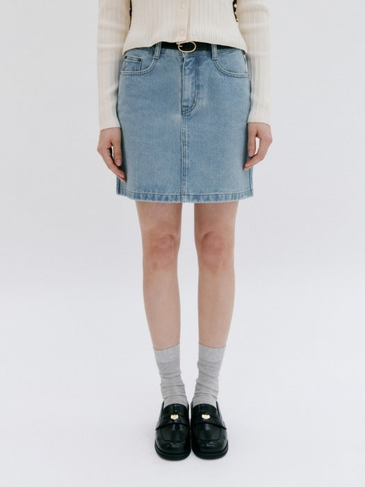 Wconcept_Depound standard denim mini skirt - medium blue
