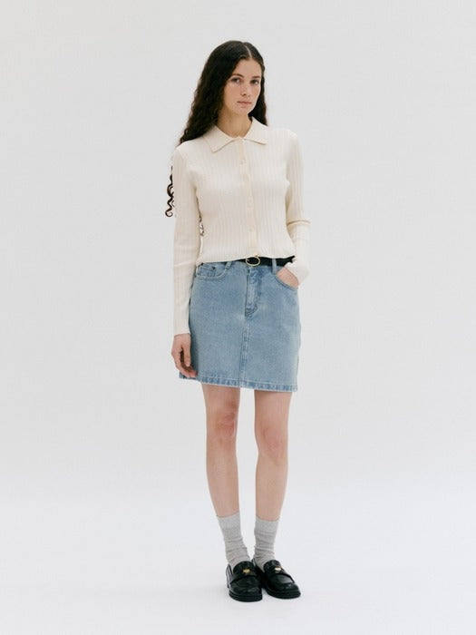 Wconcept_Depound standard denim mini skirt - medium blue