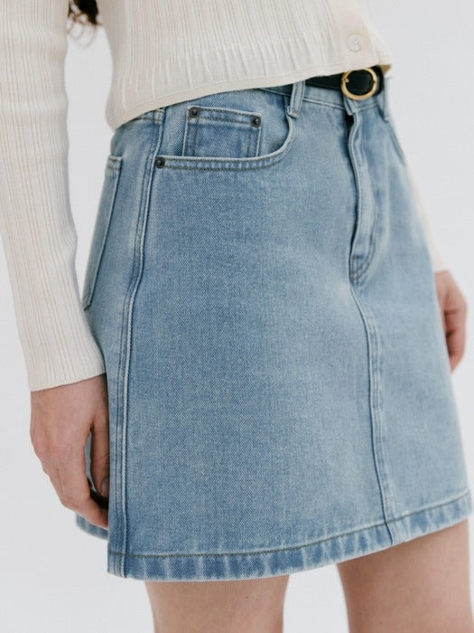 Wconcept_Depound standard denim mini skirt - medium blue