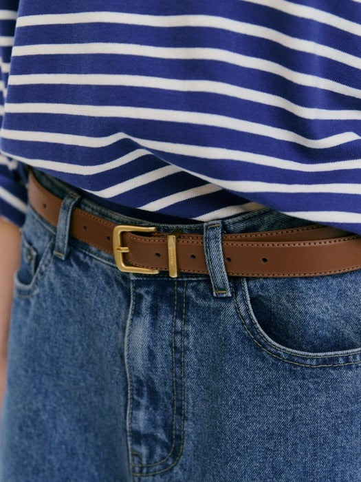 Depound square buckle leather belt (25mm) - brown