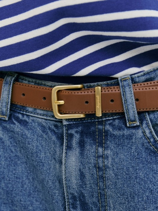 Depound square buckle leather belt (25mm) - brown