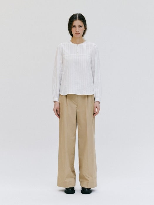 Wconcept_Depound lace shirring blouse - ivory