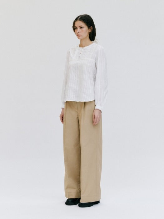 Wconcept_Depound lace shirring blouse - ivory