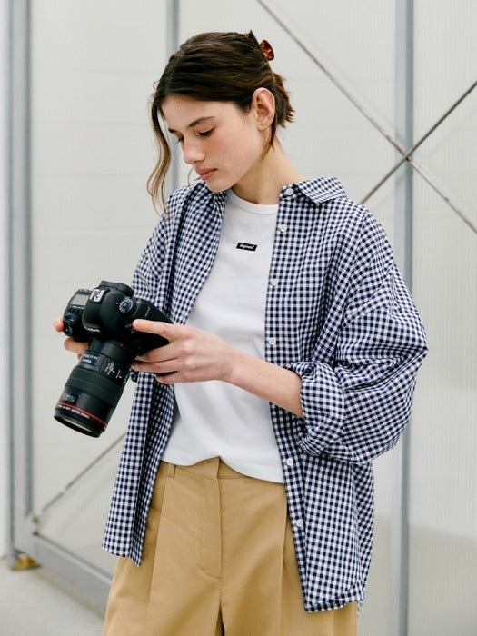 Wconcept_Depound oversized check shirts - navy