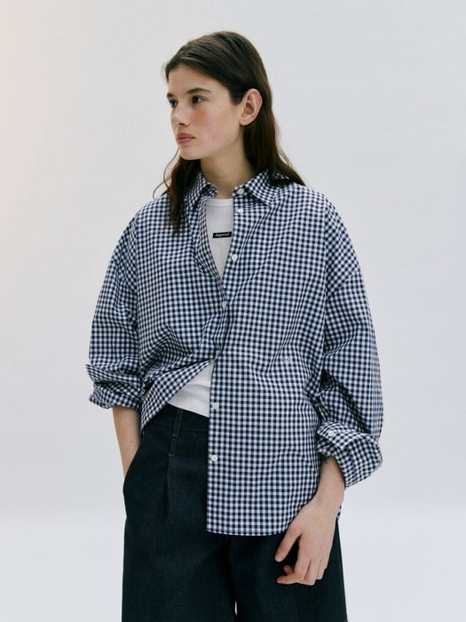Wconcept_Depound oversized check shirts - navy