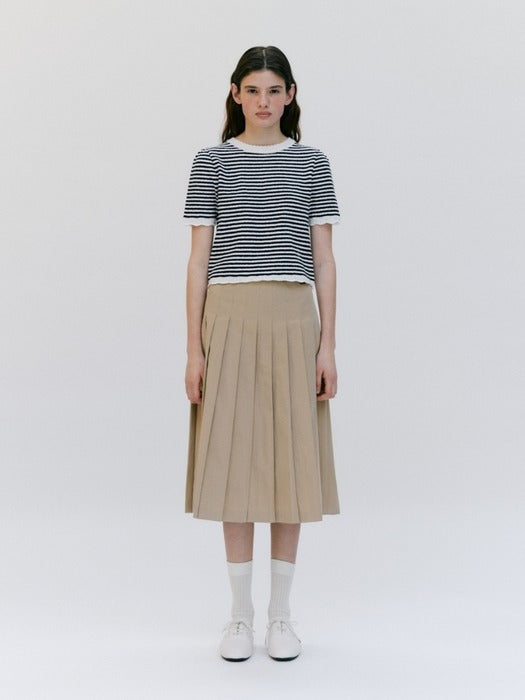 Wconcept_Depound boucle stripe half sleeve pullover - navy