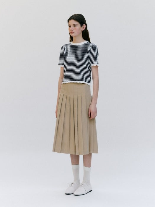 Wconcept_Depound boucle stripe half sleeve pullover - navy