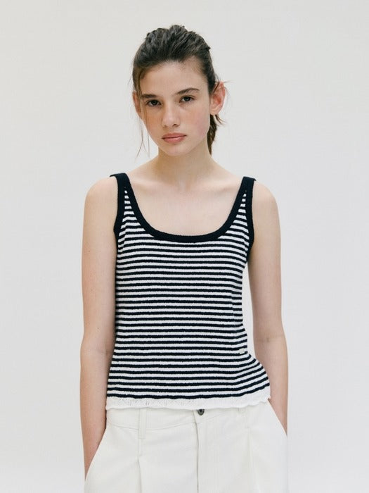 Wconcept_Depound boucle stripe sleeveless - navy