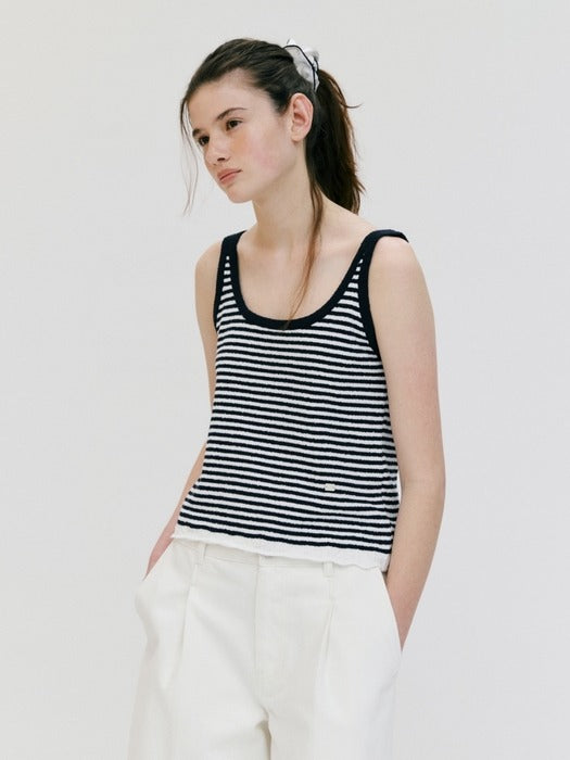 Wconcept_Depound boucle stripe sleeveless - navy