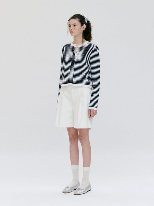 Wconcept_Depound boucle stripe cardigan - navy