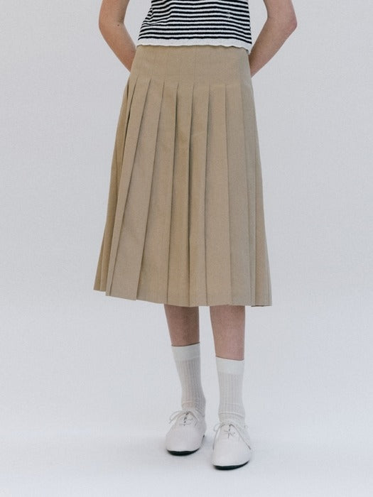 Wconcept_Depound pleats cotton midi skirt - beige