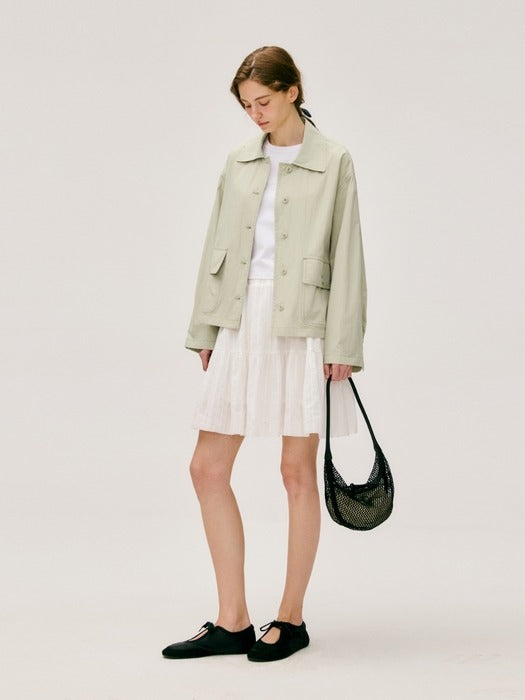 Wconcept_Depound cotton blend crop jacket - khaki beige
