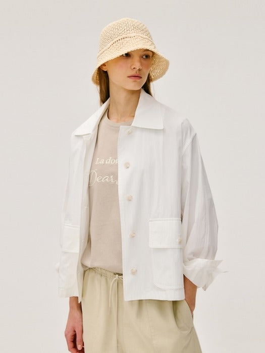 Wconcept_Depound cotton blend crop jacket - white