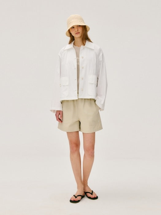 Wconcept_Depound cotton blend crop jacket - white