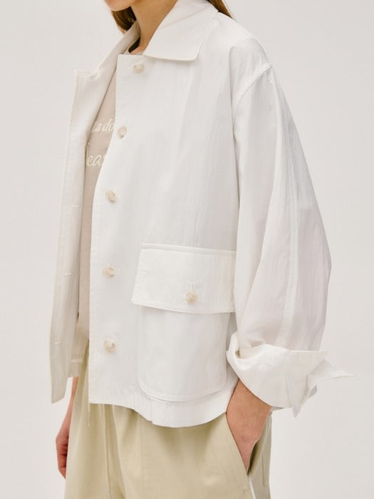 Wconcept_Depound cotton blend crop jacket - white
