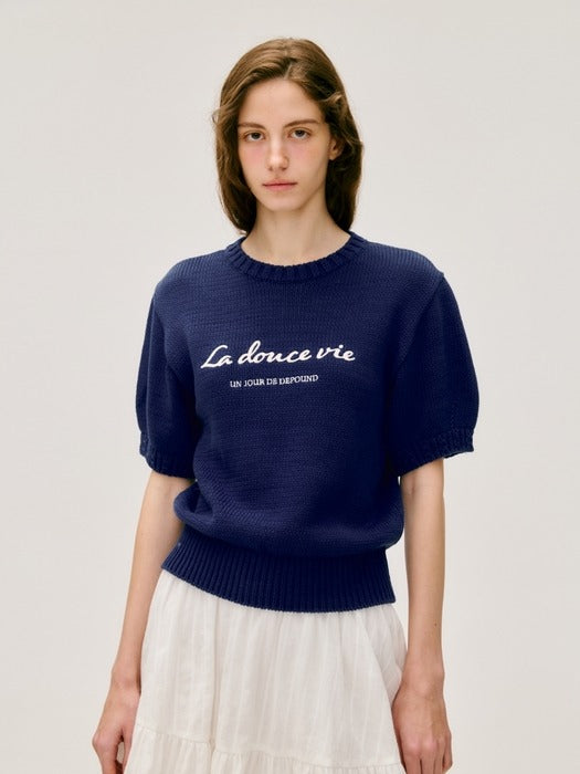 Wconcept_Depound chain embroidery pullover - navy