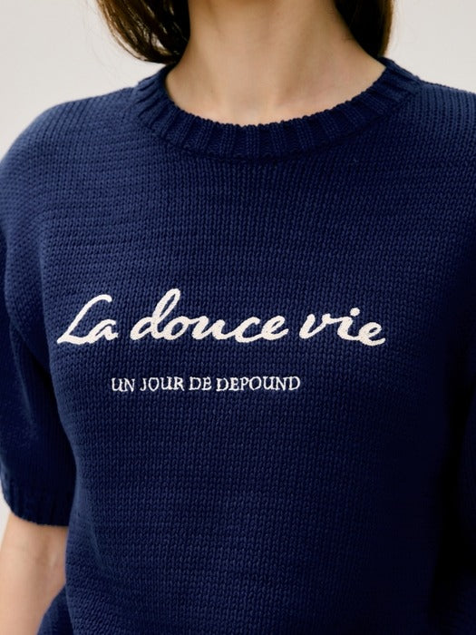 Wconcept_Depound chain embroidery pullover - navy